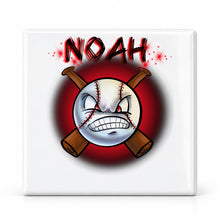 G020 Baseball ceramic coaster by Mythic Airbrush, original Air-Volution design — main image
