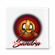G021 Baseball ceramic coaster by Mythic Airbrush, original Air-Volution design — main image