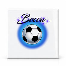 G022 Soccer Ball ceramic coaster by Mythic Airbrush, original Air-Volution design — main image
