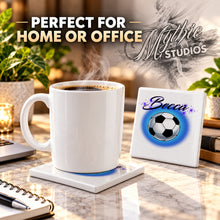 G022 Soccer Ball ceramic coaster by Mythic Airbrush, original Air-Volution design — product image 4