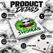 G023 Skateboarding ceramic coaster by Mythic Airbrush, original Air-Volution design — product image 3