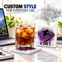 G025 Skater ceramic coaster by Mythic Airbrush, original Air-Volution design — product image 2