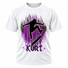 Personalized Skater T-Shirt, front-view T-shirt mockup featuring custom Air-Volution artwork by Mythic Airbrush