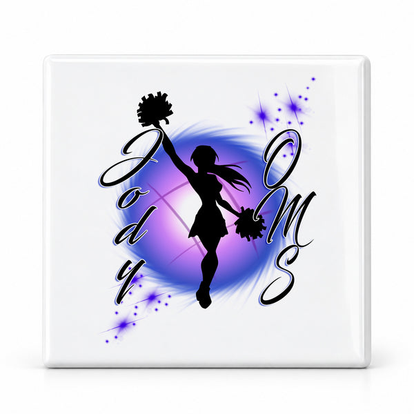 G026 Cheer ceramic coaster by Mythic Airbrush, original Air-Volution design — main image