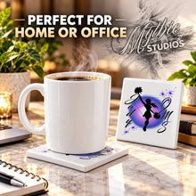 G026 Cheer ceramic coaster by Mythic Airbrush, original Air-Volution design — product image 4