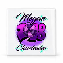 G027 Cheerleading ceramic coaster by Mythic Airbrush, original Air-Volution design — main image