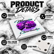 G027 Cheerleading ceramic coaster by Mythic Airbrush, original Air-Volution design — product image 3