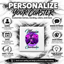 G027 Cheerleading ceramic coaster by Mythic Airbrush, original Air-Volution design — product image 5