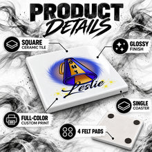 G028 Cheerleading ceramic coaster by Mythic Airbrush, original Air-Volution design — product image 3