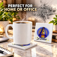 G028 Cheerleading ceramic coaster by Mythic Airbrush, original Air-Volution design — product image 4