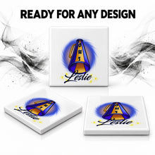 G028 Cheerleading ceramic coaster by Mythic Airbrush, original Air-Volution design — product image 7