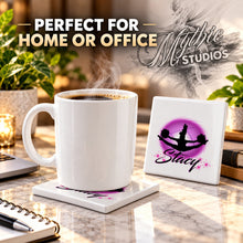 G029 Cheerleading ceramic coaster by Mythic Airbrush, original Air-Volution design — product image 4