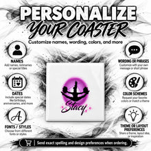G029 Cheerleading ceramic coaster by Mythic Airbrush, original Air-Volution design — product image 5