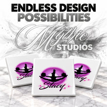 G029 Cheerleading ceramic coaster by Mythic Airbrush, original Air-Volution design — product image 6