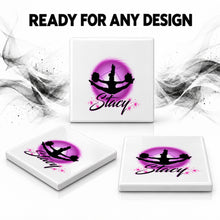 G029 Cheerleading ceramic coaster by Mythic Airbrush, original Air-Volution design — product image 7