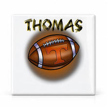 G030 Football ceramic coaster by Mythic Airbrush, original Air-Volution design — main image