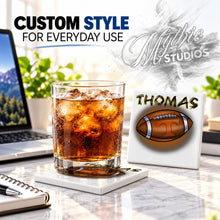 G030 Football ceramic coaster by Mythic Airbrush, original Air-Volution design — product image 2