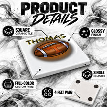 G030 Football ceramic coaster by Mythic Airbrush, original Air-Volution design — product image 3