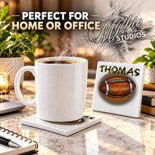 G030 Football ceramic coaster by Mythic Airbrush, original Air-Volution design — product image 4