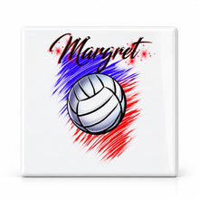 G031 Volleyball ceramic coaster by Mythic Airbrush, original Air-Volution design — main image
