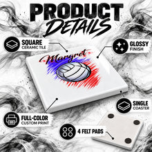 G031 Volleyball ceramic coaster by Mythic Airbrush, original Air-Volution design — product image 3
