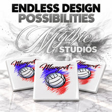 G031 Volleyball ceramic coaster by Mythic Airbrush, original Air-Volution design — product image 6