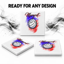 G031 Volleyball ceramic coaster by Mythic Airbrush, original Air-Volution design — product image 7
