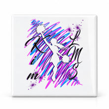 G033 Cheerleading ceramic coaster by Mythic Airbrush, original Air-Volution design — main image