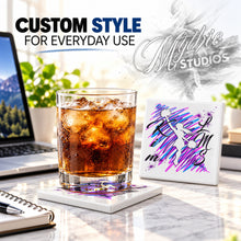 G033 Cheerleading ceramic coaster by Mythic Airbrush, original Air-Volution design — product image 2