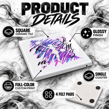 G033 Cheerleading ceramic coaster by Mythic Airbrush, original Air-Volution design — product image 3