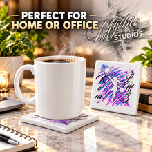 G033 Cheerleading ceramic coaster by Mythic Airbrush, original Air-Volution design — product image 4