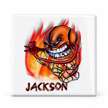G034 Basketball ceramic coaster by Mythic Airbrush, original Air-Volution design — main image