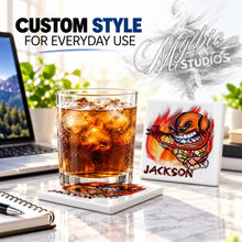 G034 Basketball ceramic coaster by Mythic Airbrush, original Air-Volution design — product image 2