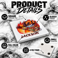 G034 Basketball ceramic coaster by Mythic Airbrush, original Air-Volution design — product image 3
