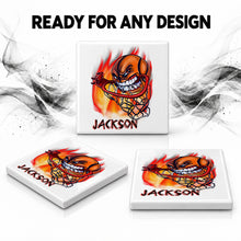 G034 Basketball ceramic coaster by Mythic Airbrush, original Air-Volution design — product image 7