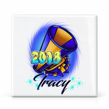 G035 Megaphone ceramic coaster by Mythic Airbrush, original Air-Volution design — main image