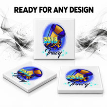 G035 Megaphone ceramic coaster by Mythic Airbrush, original Air-Volution design — product image 7