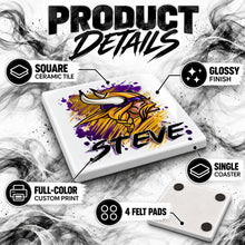 G036 Viking ceramic coaster by Mythic Airbrush, original Air-Volution design — product image 3
