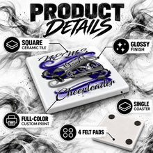 G037 Megaphone and Pom Pom ceramic coaster by Mythic Airbrush, original Air-Volution design — product image 3