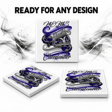 G037 Megaphone and Pom Pom ceramic coaster by Mythic Airbrush, original Air-Volution design — product image 7