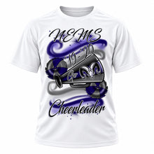 Personalized Megaphone and Pom Pom T-Shirt, front-view T-shirt mockup featuring custom Air-Volution artwork by Mythic Airbrush
