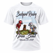 Personalized Football Star T-Shirt, front-view T-shirt mockup featuring custom Air-Volution artwork by Mythic Airbrush
