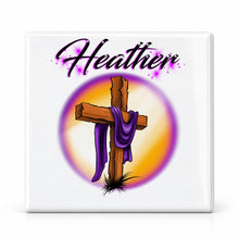 H003 Christian Cross ceramic coaster by Mythic Airbrush, original Air-Volution design — main image