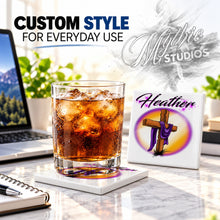 H003 Christian Cross ceramic coaster by Mythic Airbrush, original Air-Volution design — product image 2