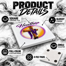H003 Christian Cross ceramic coaster by Mythic Airbrush, original Air-Volution design — product image 3