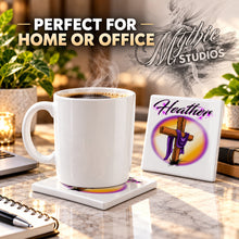 H003 Christian Cross ceramic coaster by Mythic Airbrush, original Air-Volution design — product image 4