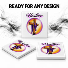 H003 Christian Cross ceramic coaster by Mythic Airbrush, original Air-Volution design — product image 7