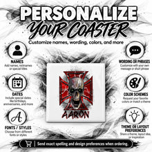 H007 Wicked Skull Maltese Cross ceramic coaster by Mythic Airbrush, original Air-Volution design — product image 5