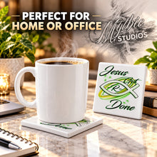 H008 Jesus Fish ceramic coaster by Mythic Airbrush, original Air-Volution design — product image 4