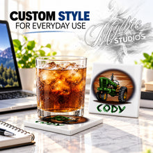 H009 Tractor ceramic coaster by Mythic Airbrush, original Air-Volution design — product image 2
